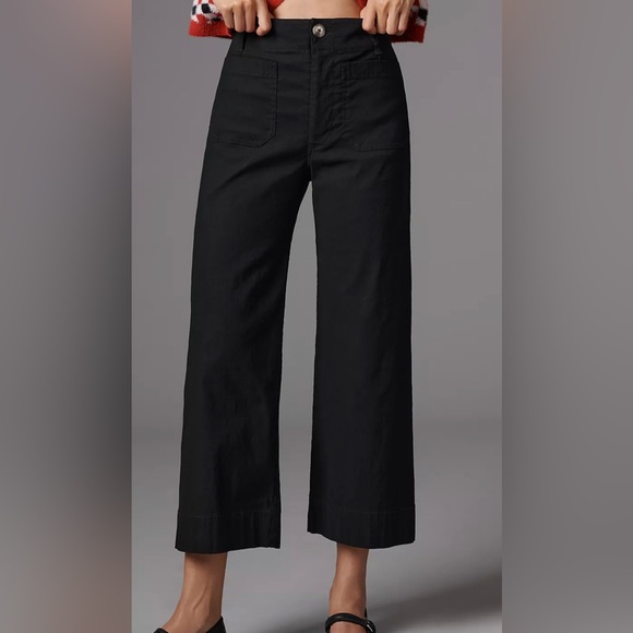 Anthropologie Pants - Anthropologie Maeve The Colette Linen Blend Wide Leg Cropped Pants Size 33